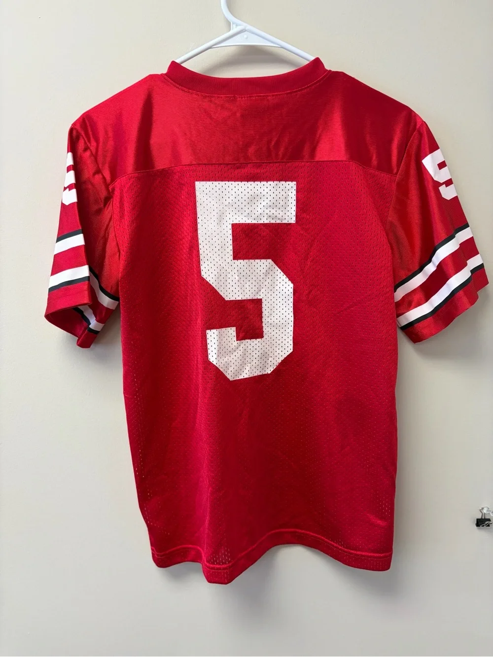 Nike Red Youth Football Jersey with White Number 5